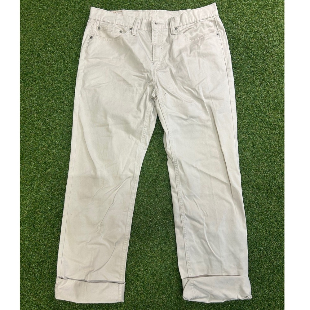 Levis 514 Straight Fit Pants Mens 32x30 Beige Khaki Twill Trousers 514-0648